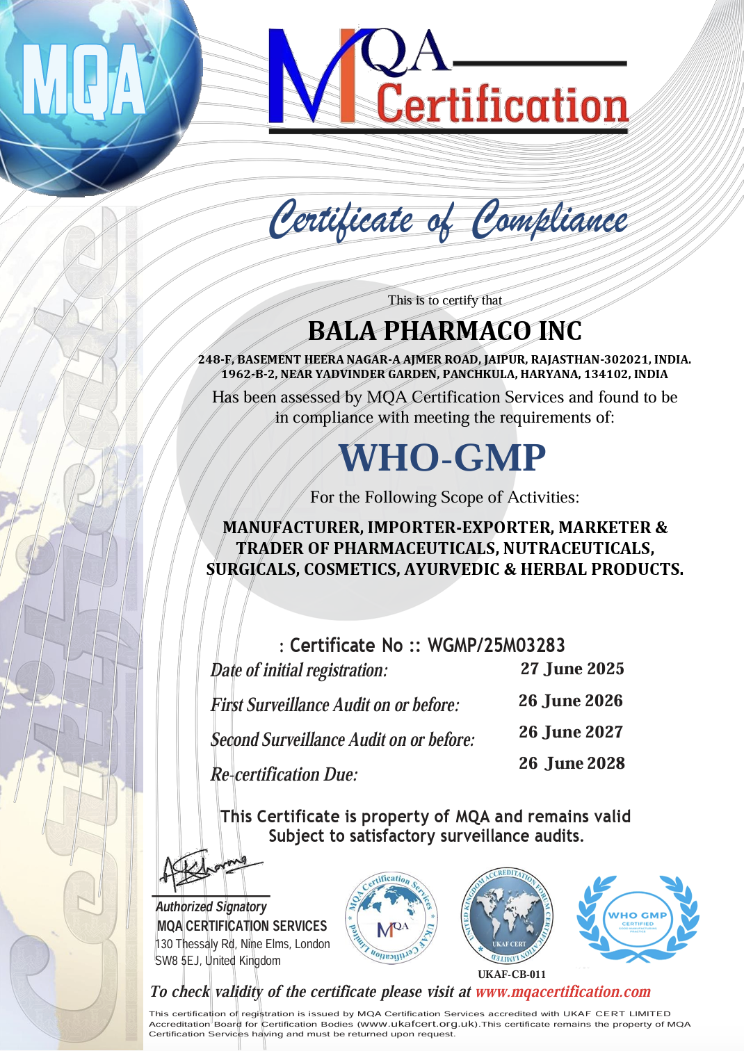 WHO-GMP Certificate Thumbnail